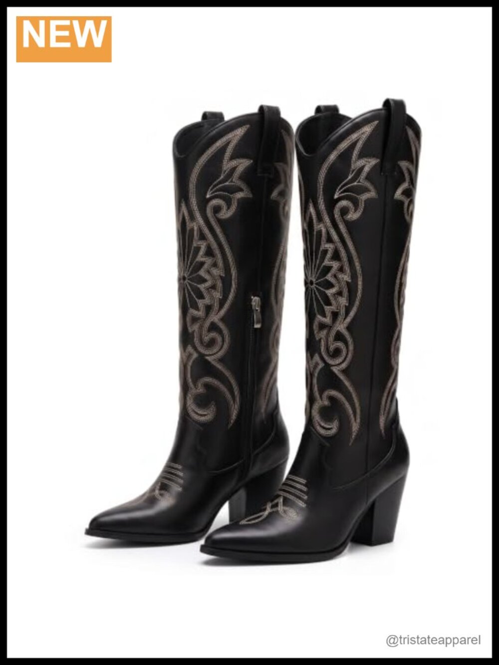 Knee High Cowboy Boots Women Chunky Heel Western